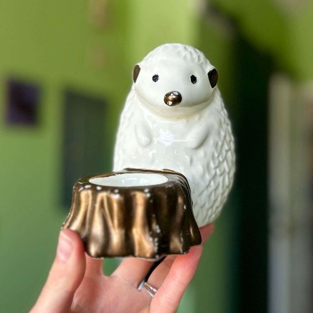 Adorable Whimsy Ceramic Hedgehog Indoor Candle Tealight Holder Accent - Picture 3 of 10